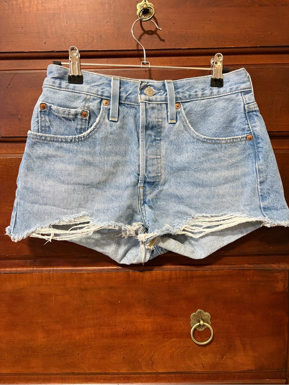 Levi's Light Blue Distressed Denim Cutoff Shorts